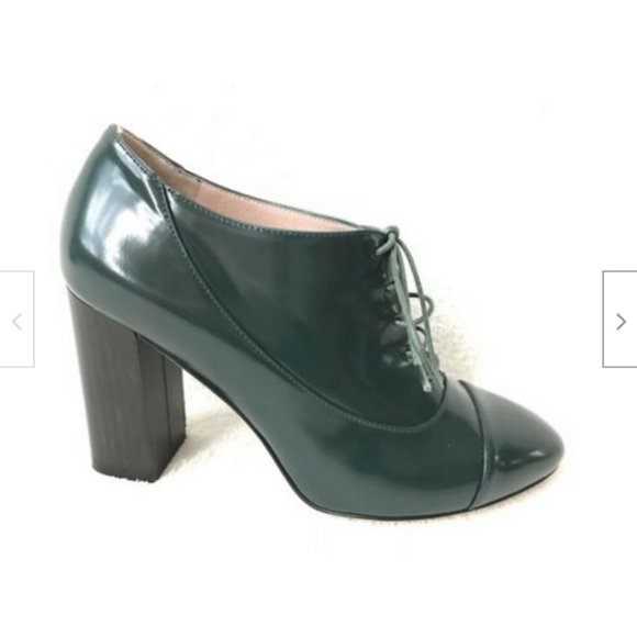 Kate Spade Lace Up Patent Leather Green Shoes 5.5 - Picture 1 of 8